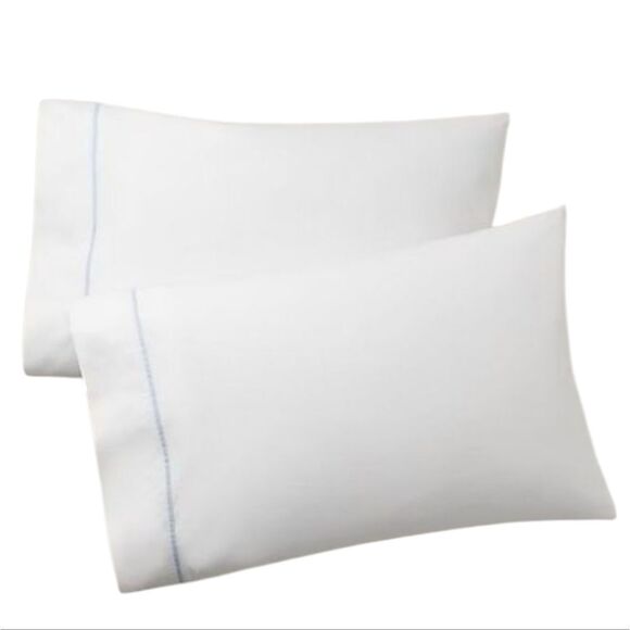 NWT Ralph Lauren Standard Pillow Cases Organic Cotton Palmer White Sky Blue